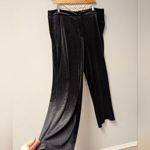 Olsen Black Wide Leg Velvet Pants Large 14